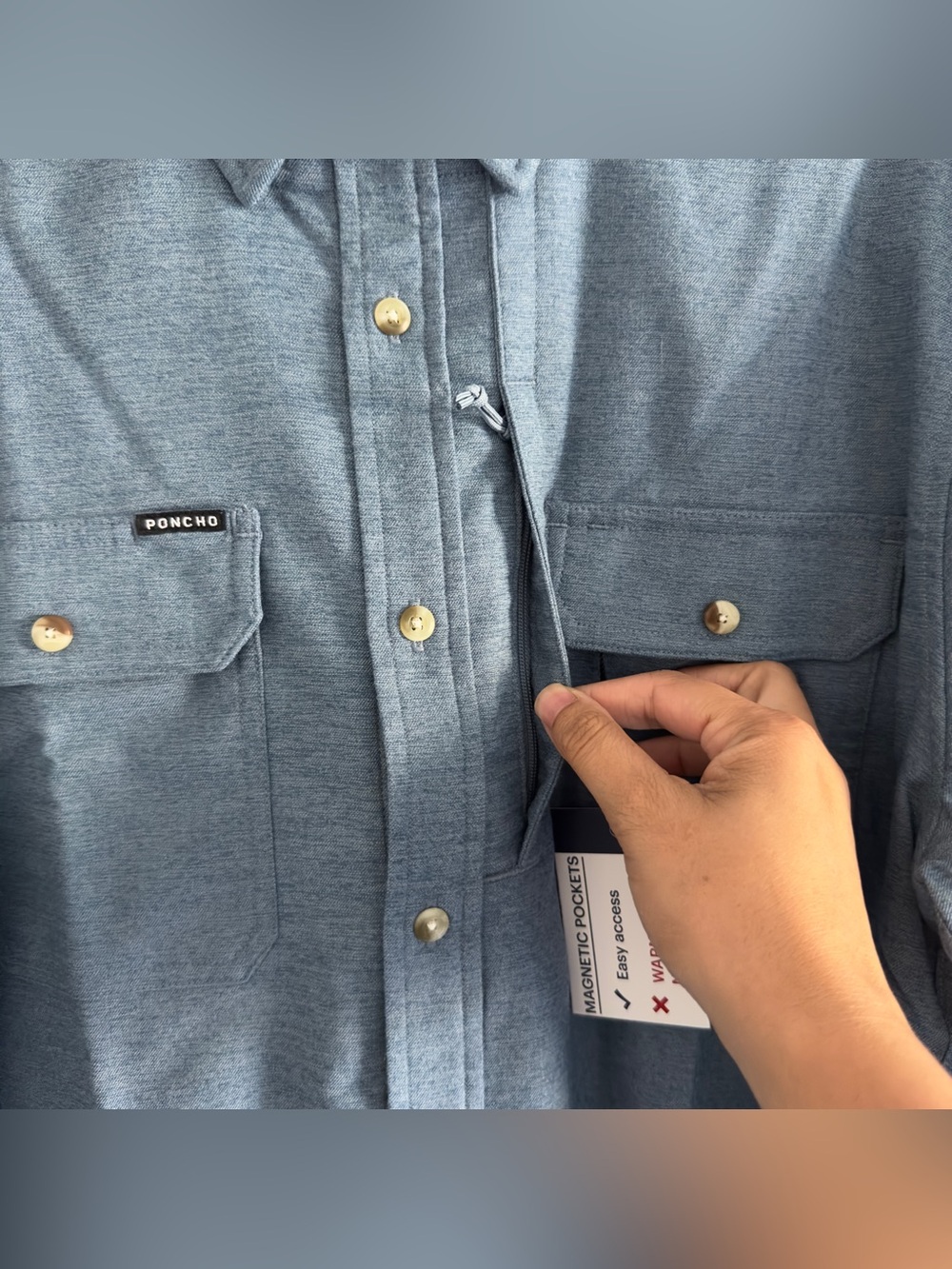 Poncho The Cordon Bleu Long Sleeve Shirt in Slate Heather Size Medium Slim Fit - Picture 4 of 9